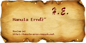 Hanula Ernő névjegykártya